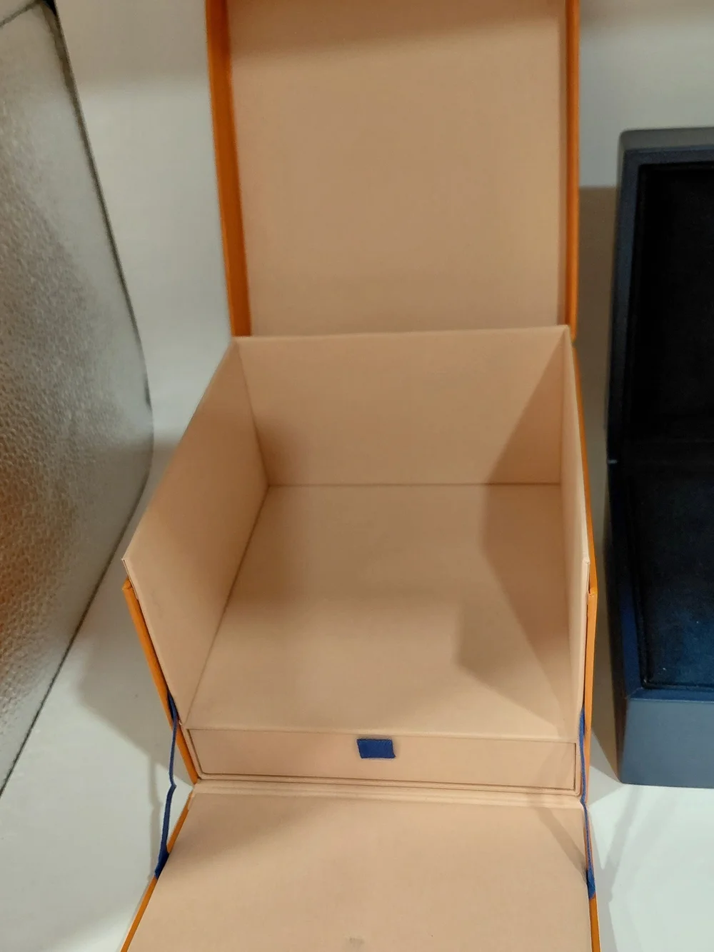 Louis Vuitton Jewelry Storage Box In Signature Orange And Navy Blue GUC!